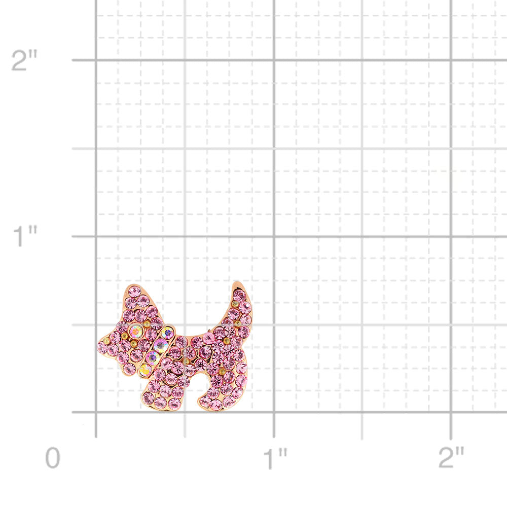 Rose Pink Scotty Dog Pin Animal Brooch Pin