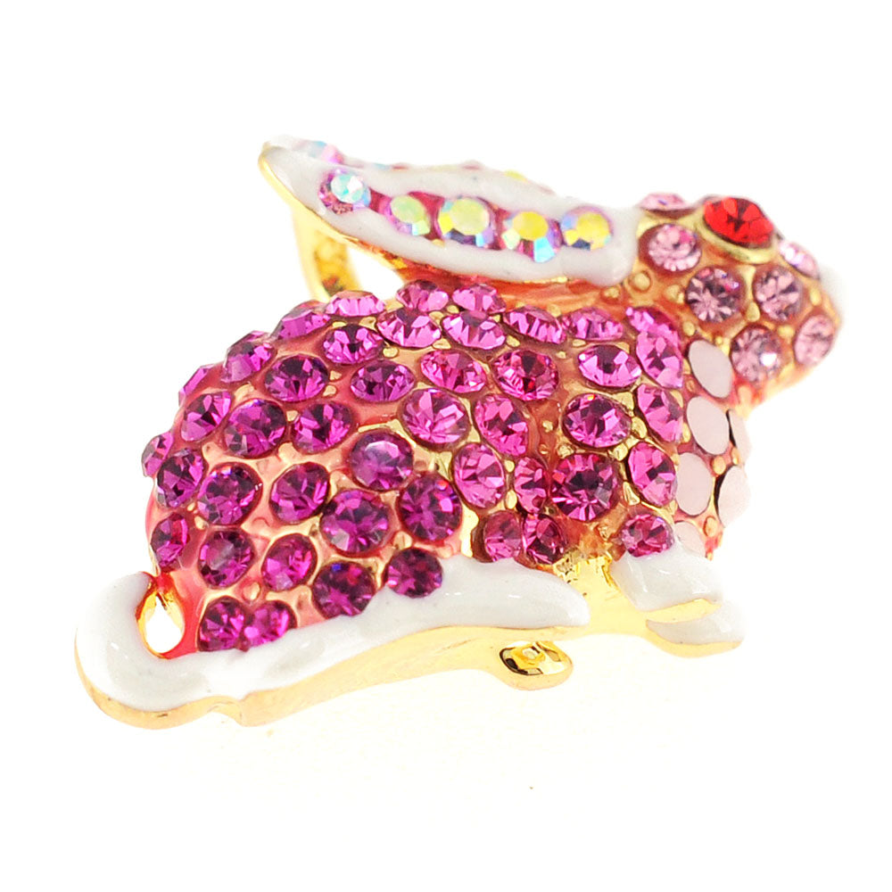 Pink Rabbit Swarovski Crystal Easter Pin Brooch