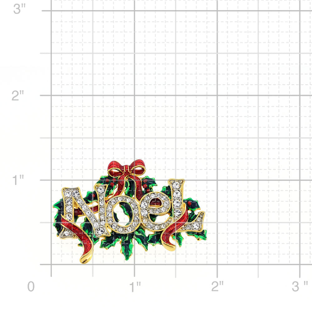 Christmas Noel Christmas Bow Wreath Swarovski Crystal Pin Brooch And Pendant