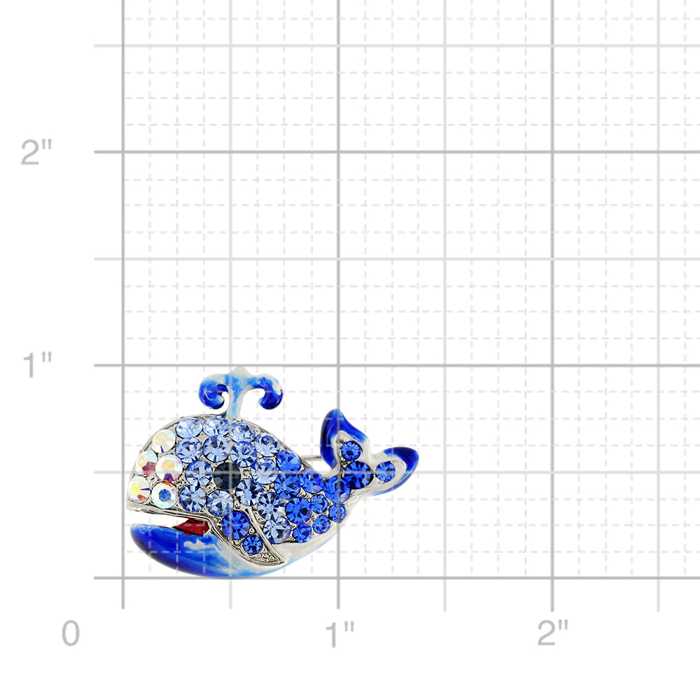 Blue Whale Crystal Pin Brooch