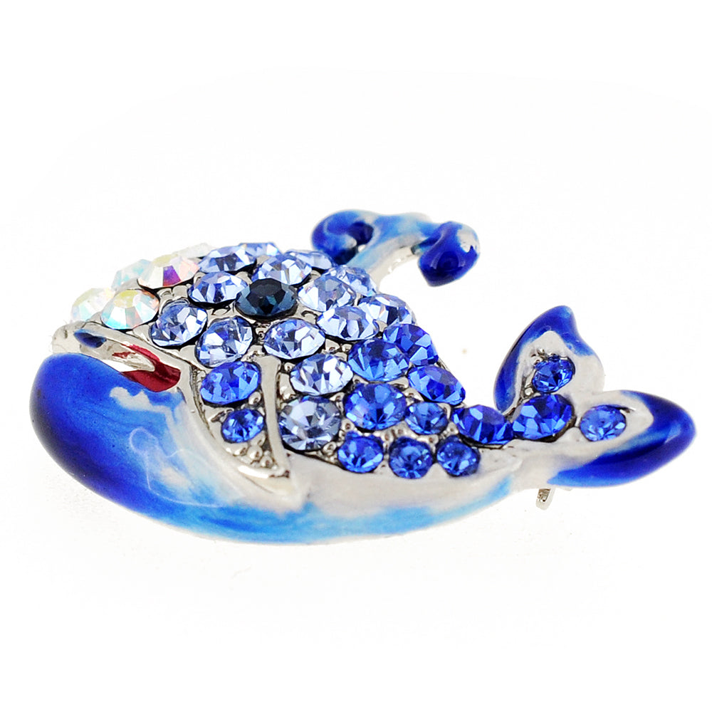 Blue Whale Crystal Pin Brooch