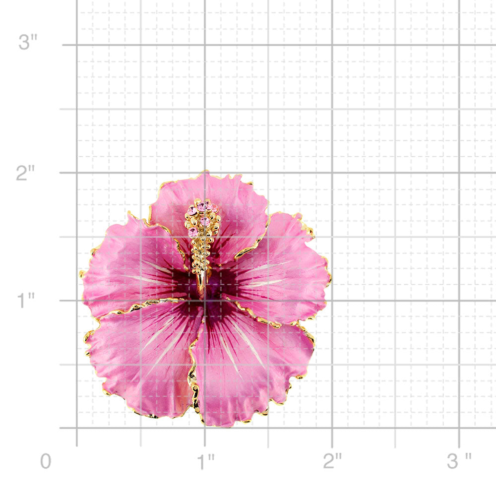 Pink Hawaiian Hibiscus Swarovski Crystal Flower Pin Brooch And Pendant