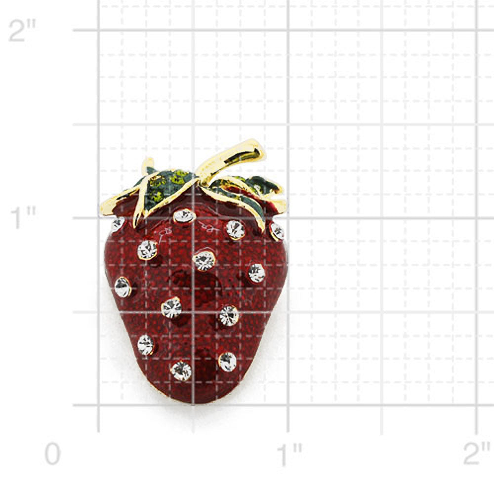 Red Strawberry Swarovski Crystal Pin Brooch