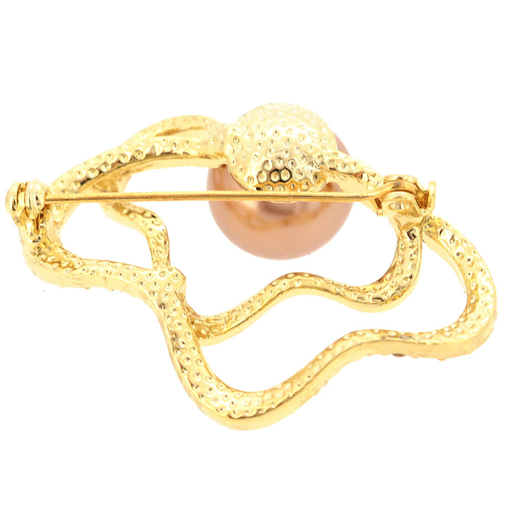 Golden Flower Swarovski Crystal Pin Brooch