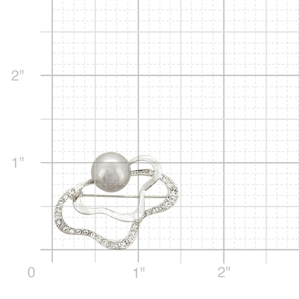 Pearl And Crystal Flower Swarovski Crystal Pin Brooch