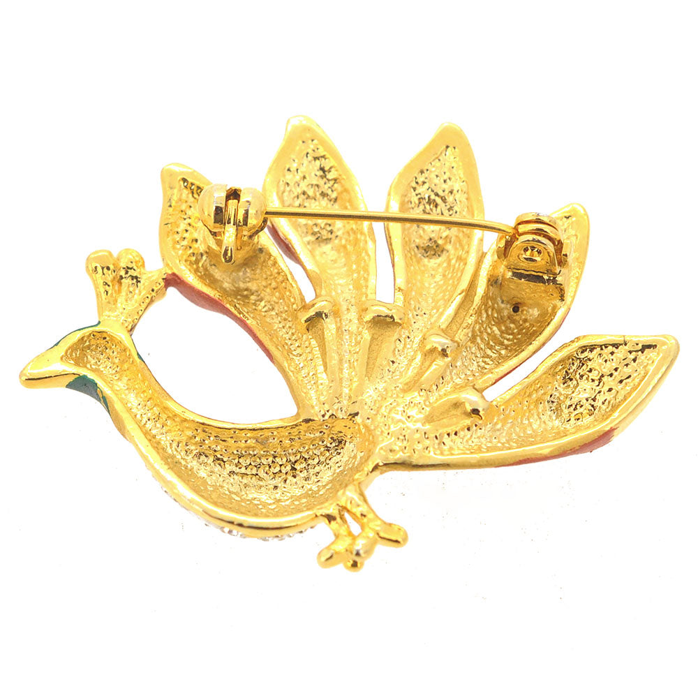 Multicolor Peacock Pin Swarovski Crystal Pin Brooch