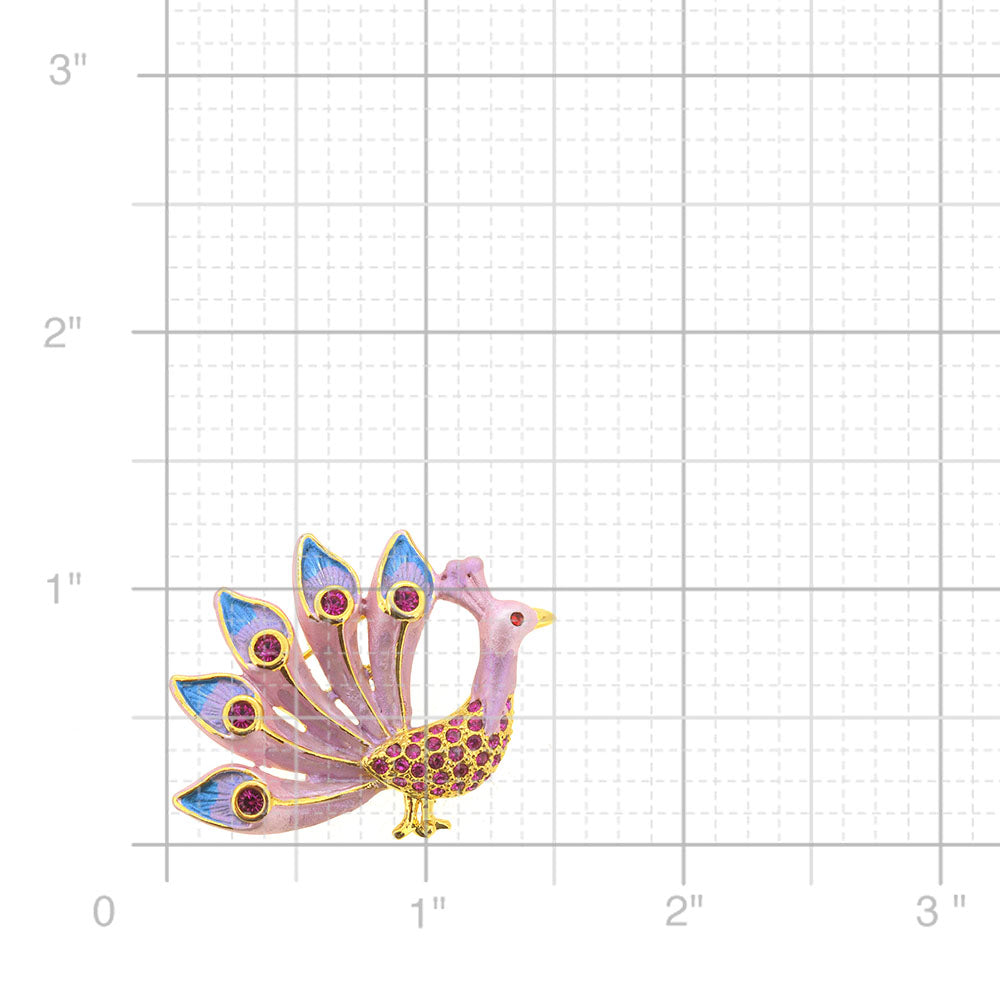 Pink Peacock Pin Swarovski Crystal Pin Brooch