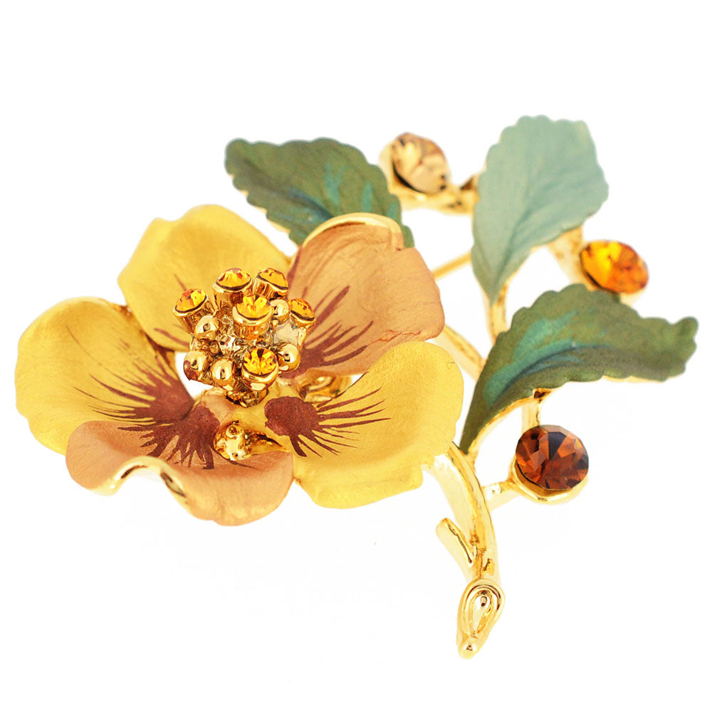 Topaz Brown Flower Swarovski Crystal Pin Brooch