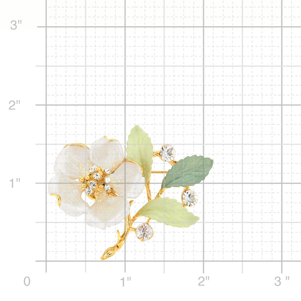 White Flower Swarovski Crystal Pin Brooch