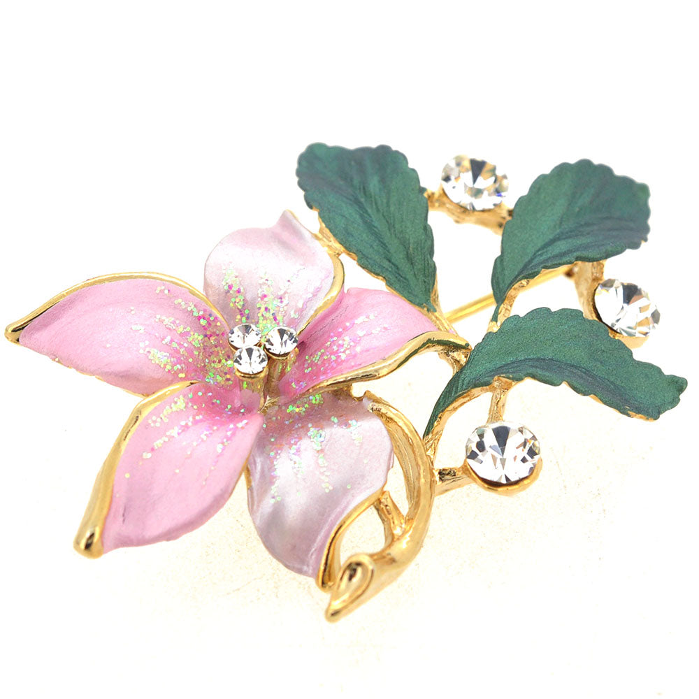 Pink Flower Swarovski Crystal Pin Brooch