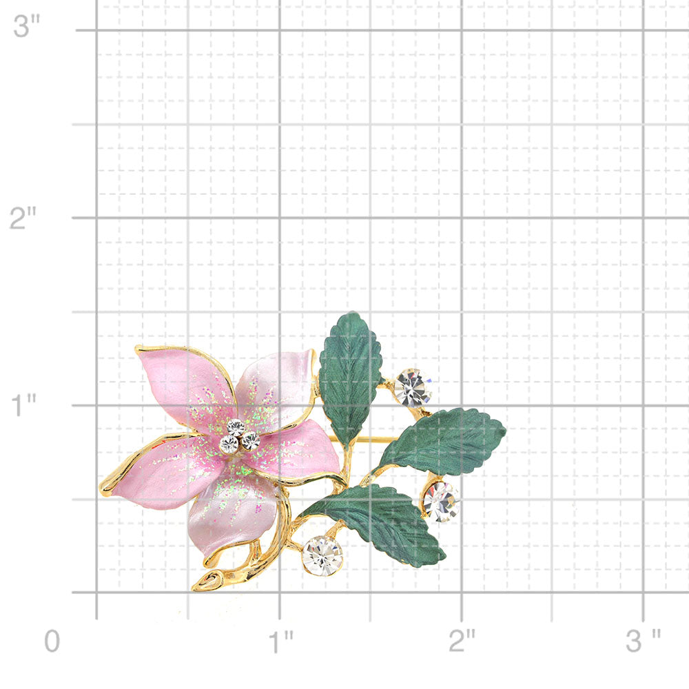 Pink Flower Swarovski Crystal Pin Brooch