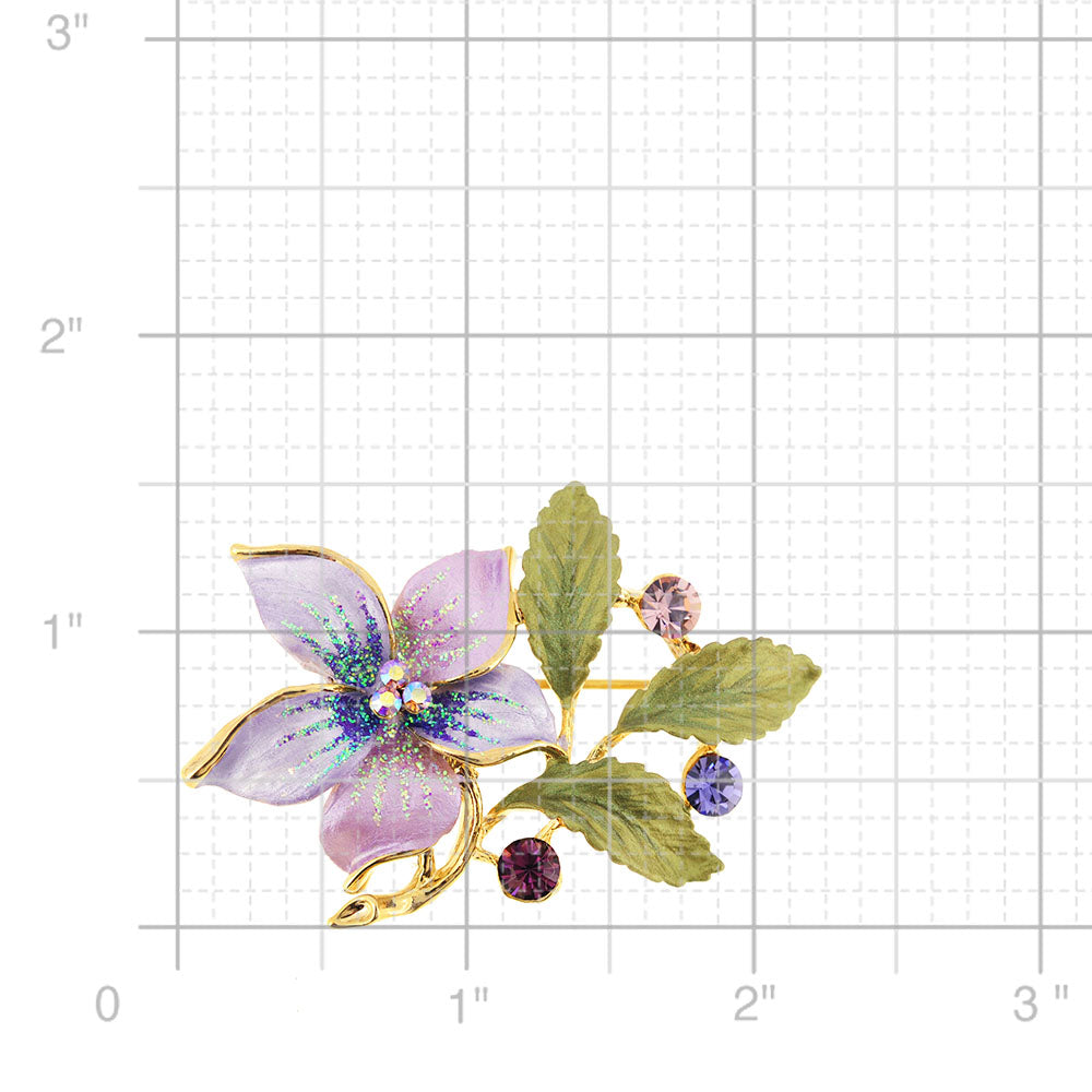 Purple Flower Swarovski Crystal Pin Brooch