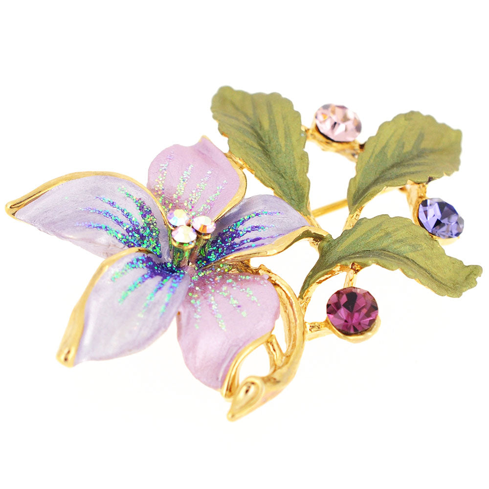 Purple Flower Swarovski Crystal Pin Brooch