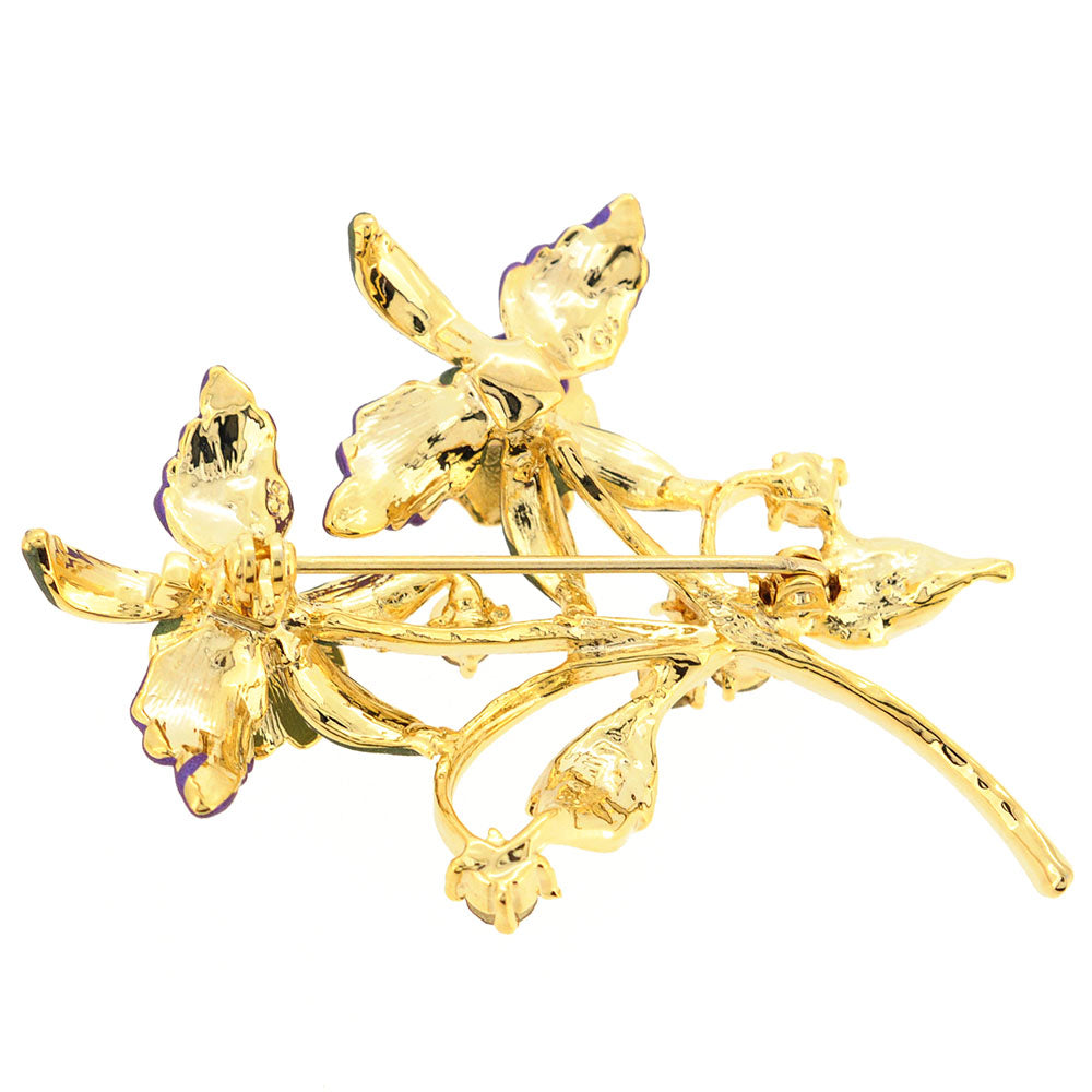 Purple Orchid Swarovski Crystal Flower Pin Brooch