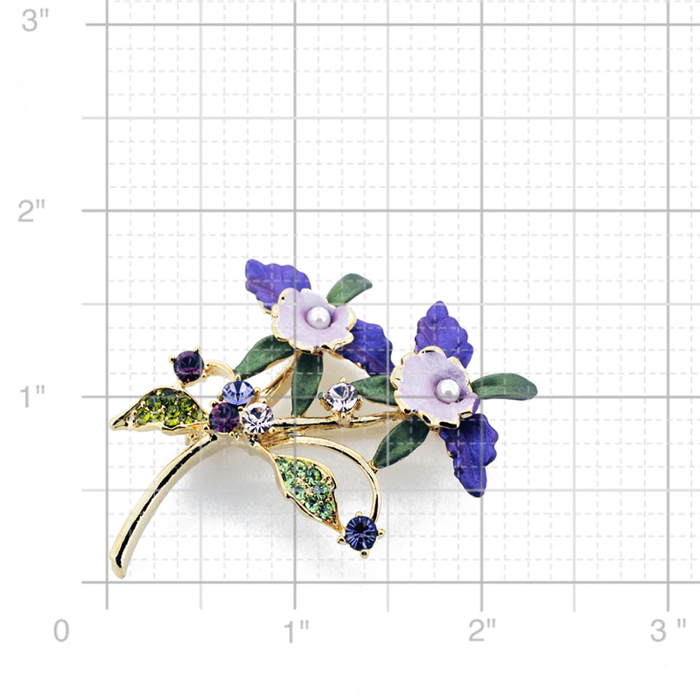 Purple Orchid Swarovski Crystal Flower Pin Brooch