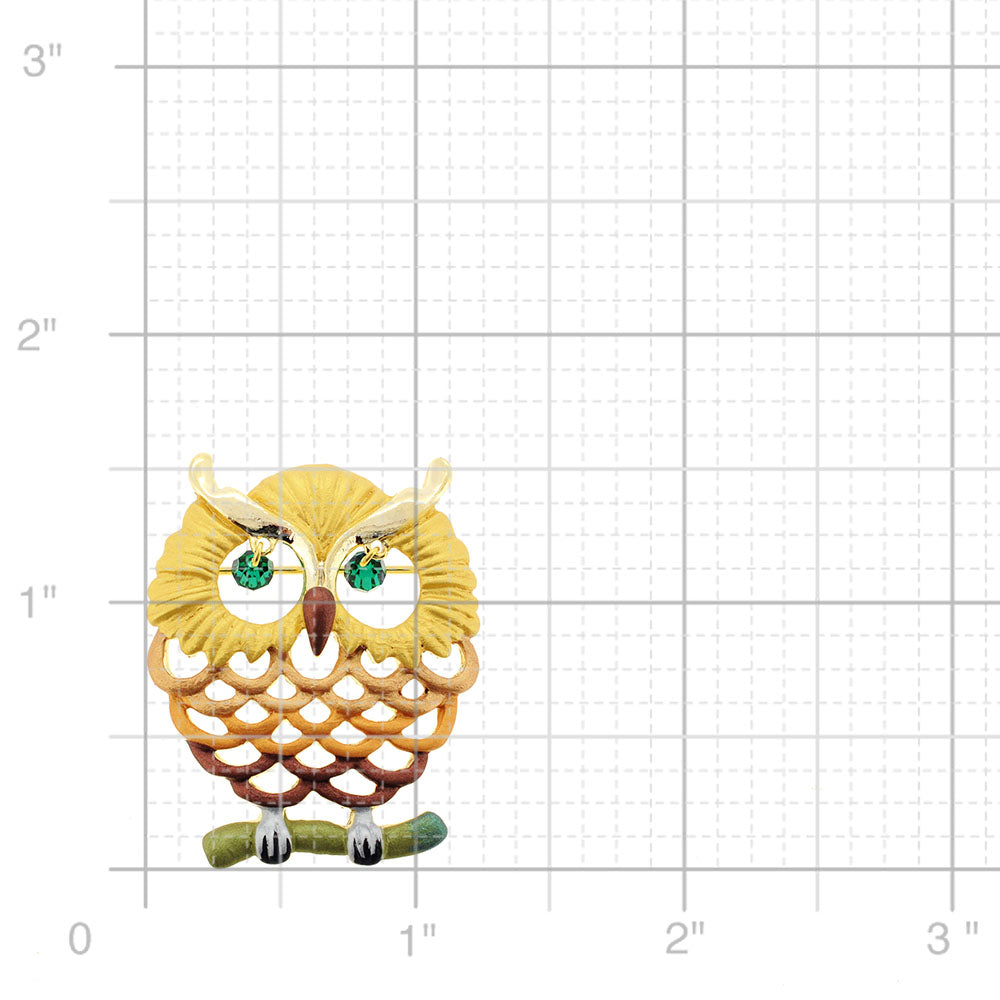 Emerald Golden Owl Swarovski Crystal Pin Brooch