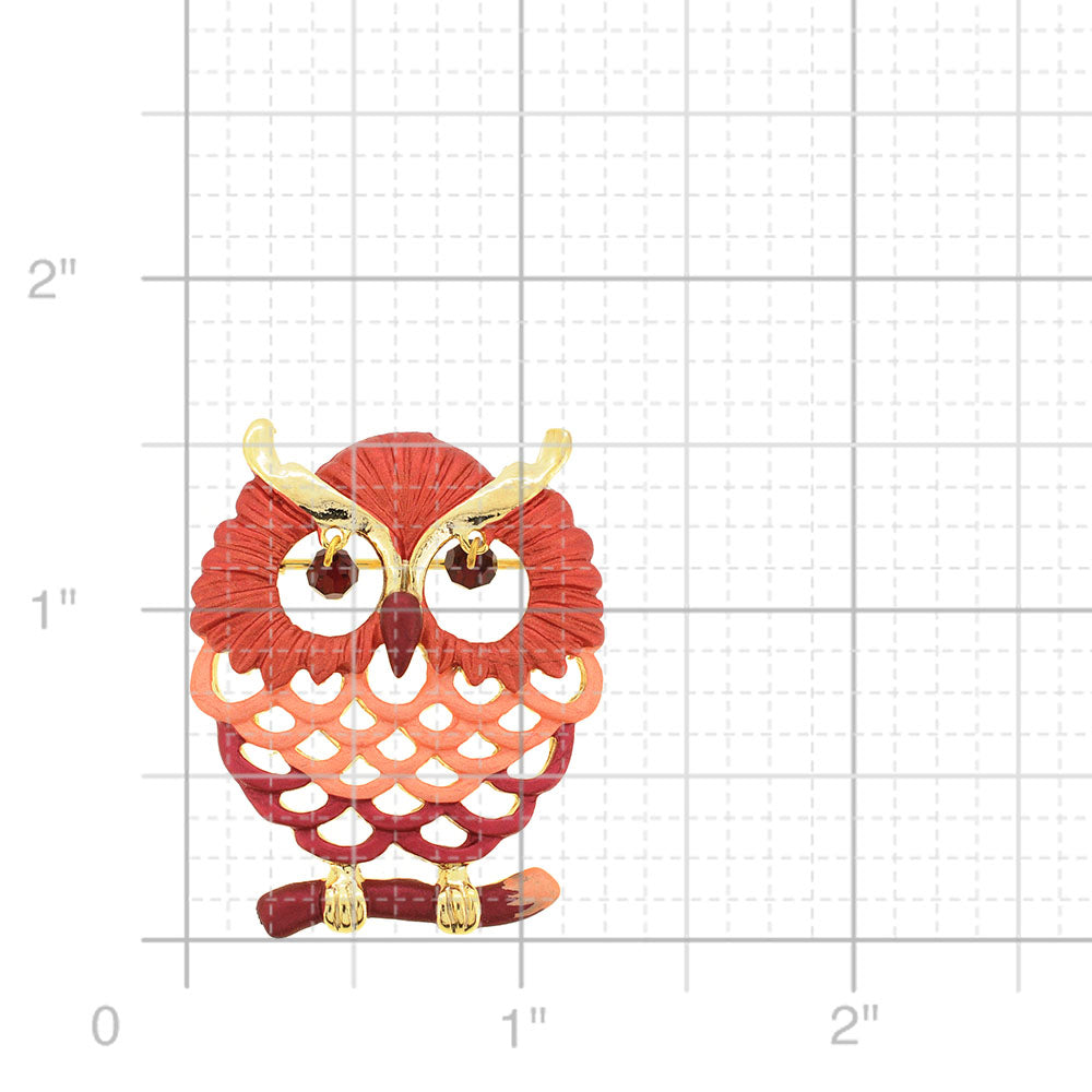 Red Owl Swarovski Crystal Pin Brooch