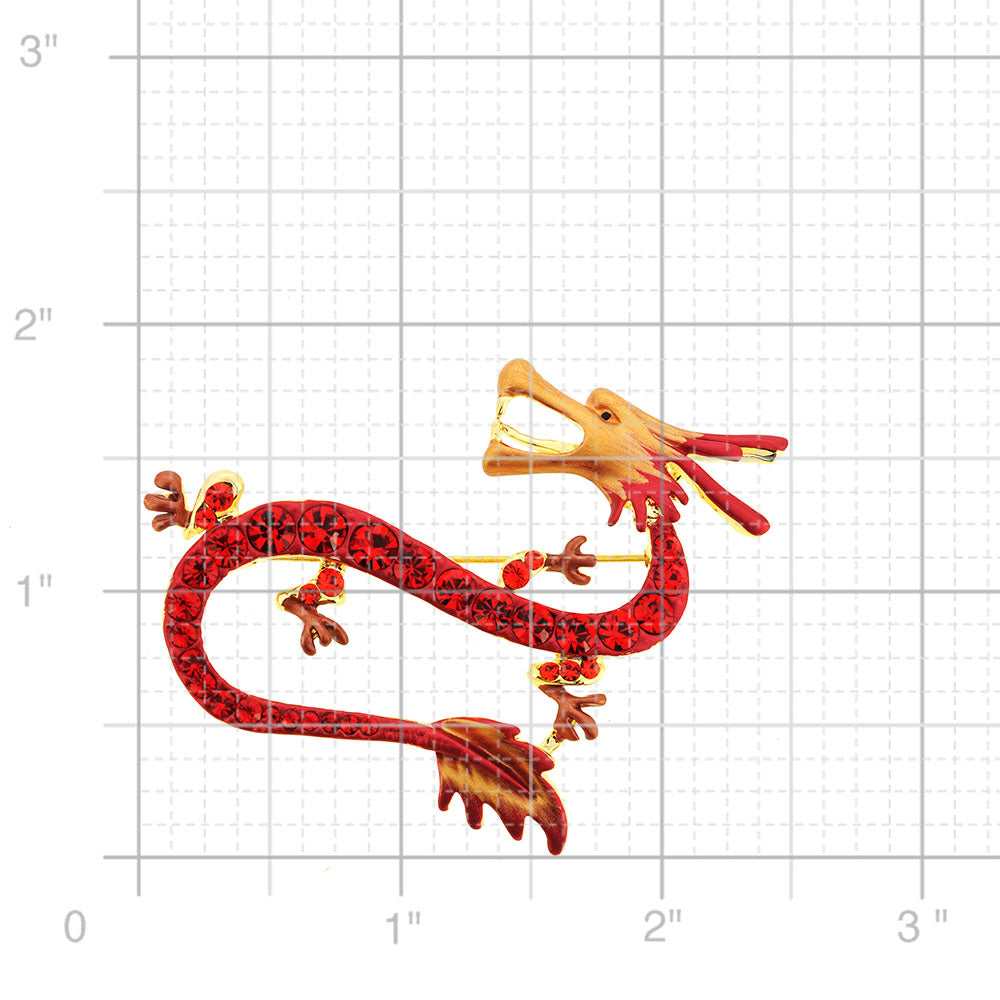 Ruby Red Dragon Swarovski Crystal Pin Brooch