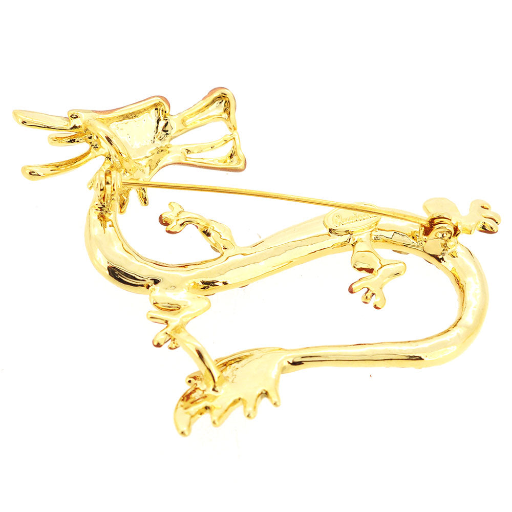 Topaz Yellow Brown Dragon Swarovski Crystal Pin Brooch
