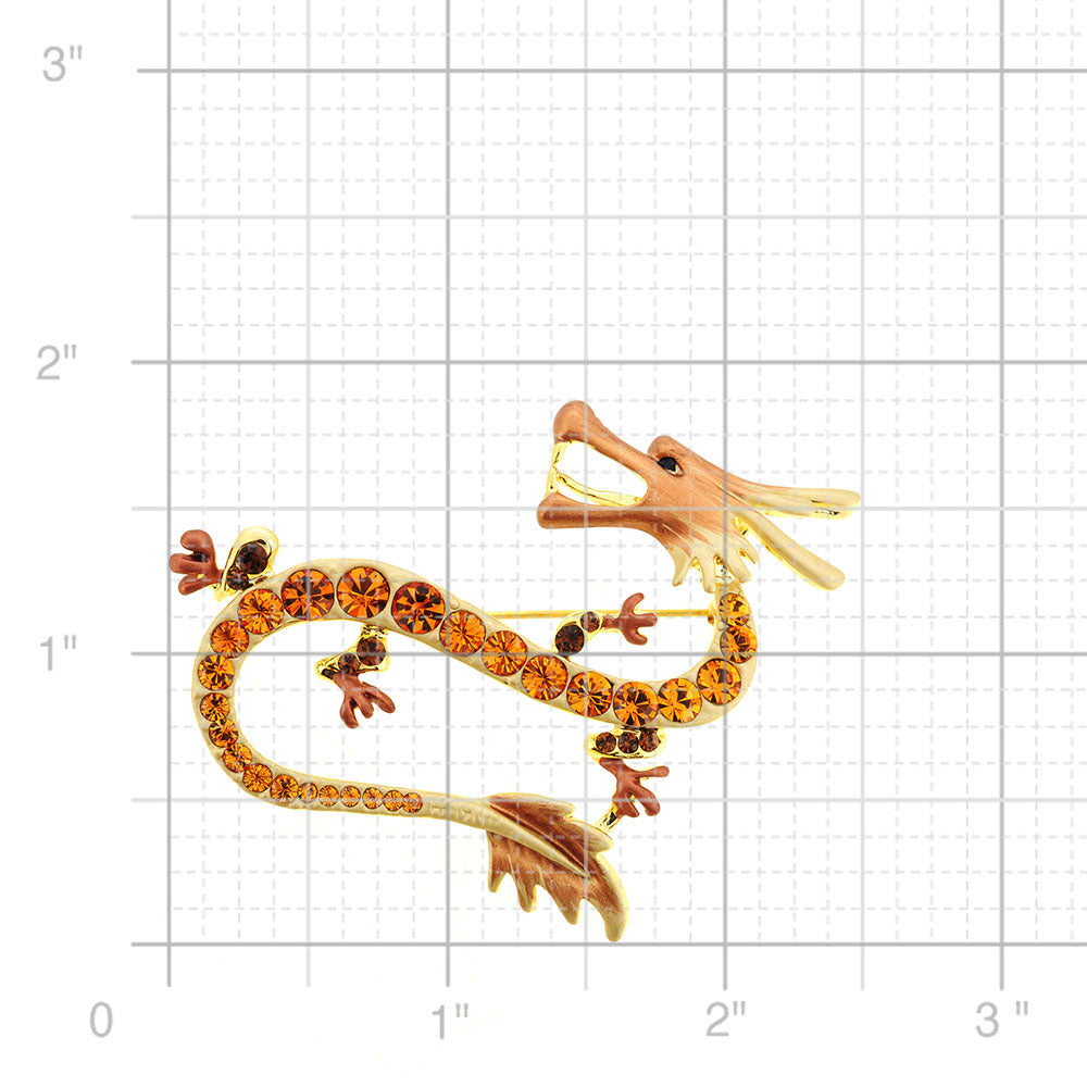 Topaz Yellow Brown Dragon Swarovski Crystal Pin Brooch