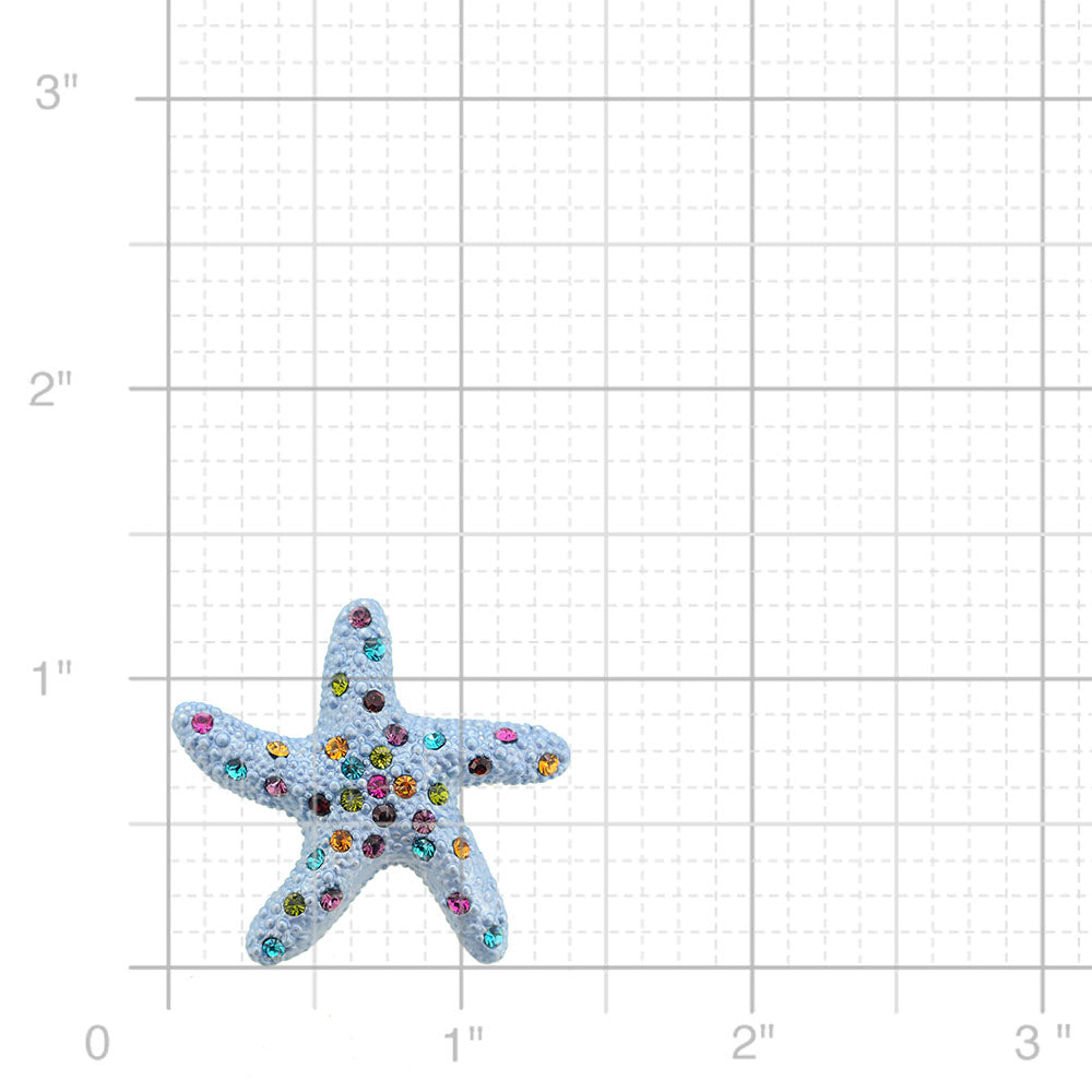 Multicolor Crystal Blue Starfish Pin Brooch