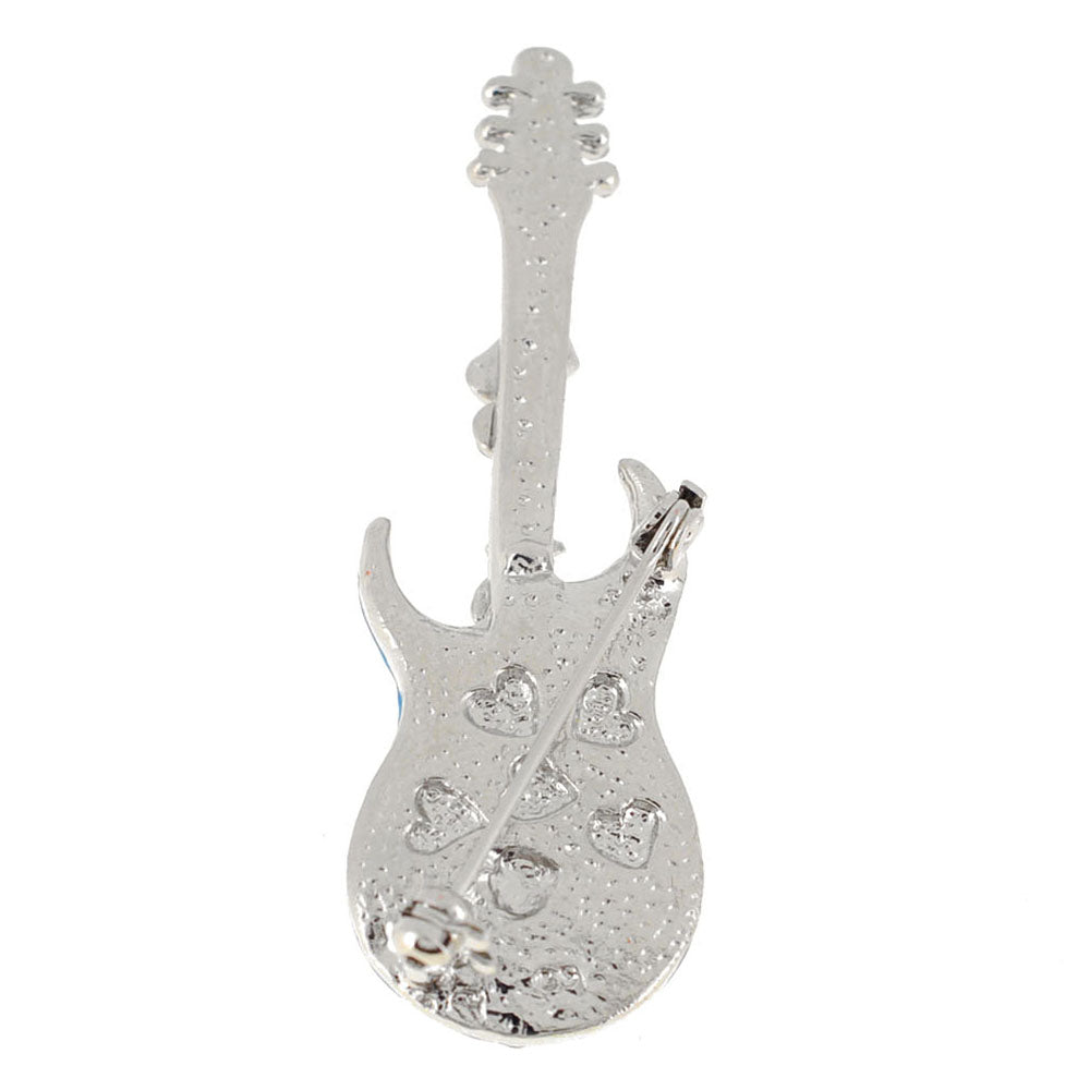 Light Blue Guitar Music Note Crystal Pin Brooch