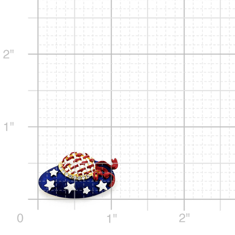 Patriotic American Flag Hat Crystal Pin Brooch