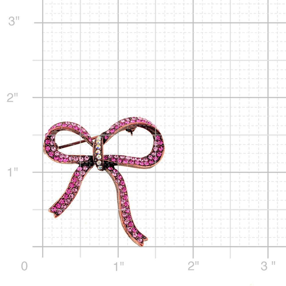 Vintage Style Pink Bowknot Swarovski Crystal Pin Brooch