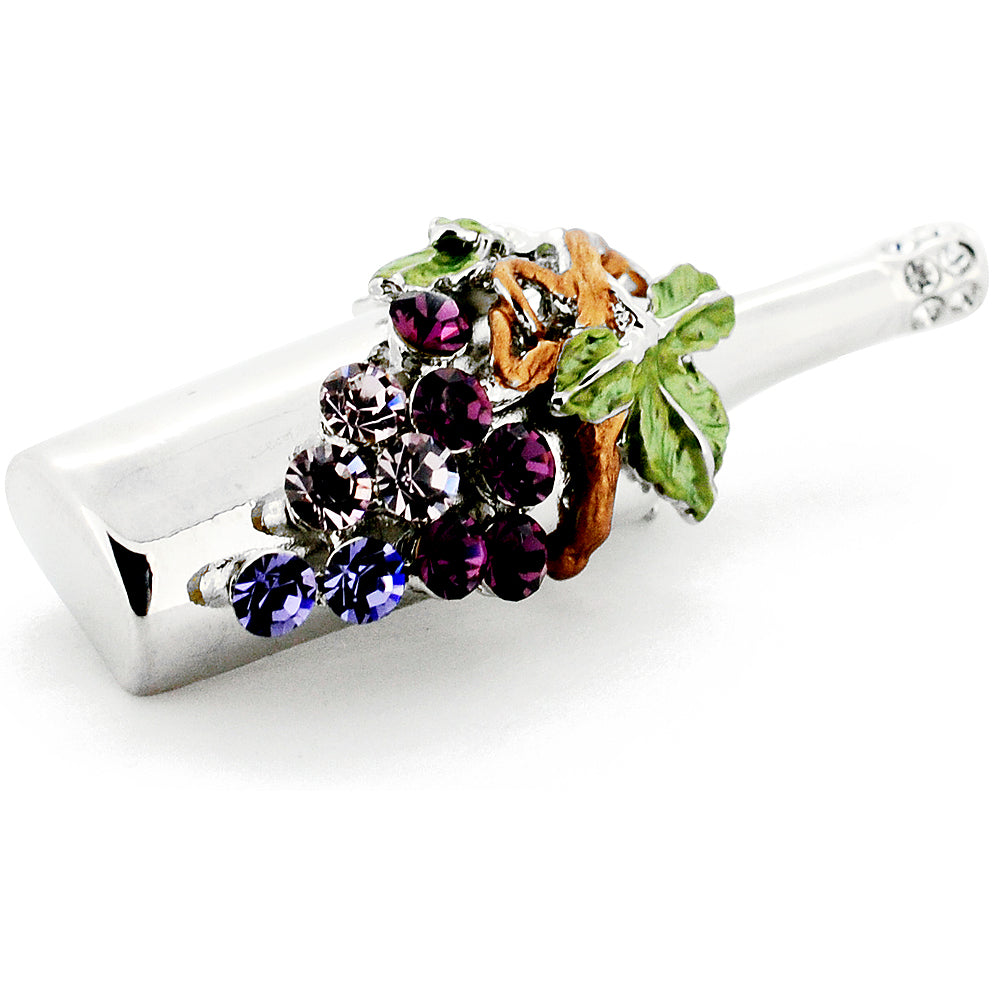 Purple Grape Wine Bottle Swarovski Crystal Pin Brooch