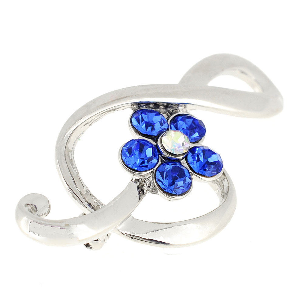 Music Note with Blue Flower Crystal Pin Brooch