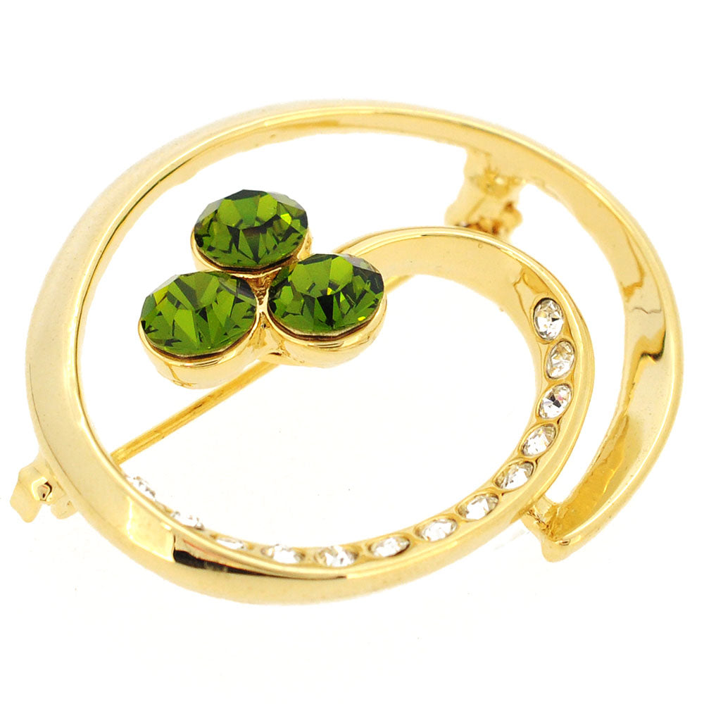Green Swirl Swarovski Crystal Pin Brooch