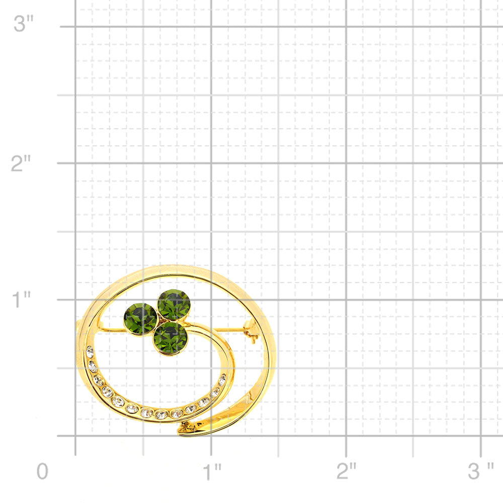 Green Swirl Swarovski Crystal Pin Brooch