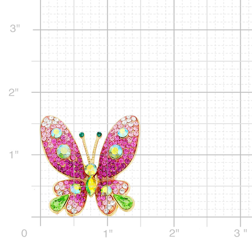Pink Butterfly Crystal Pin Brooches