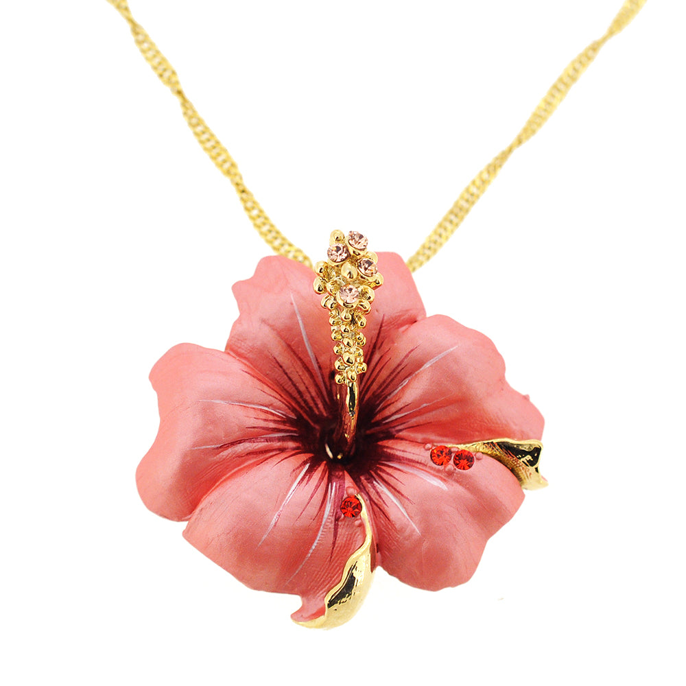 Small Peach Hawaiian Hibiscus Pin Flower Pin Brooch and Pendant