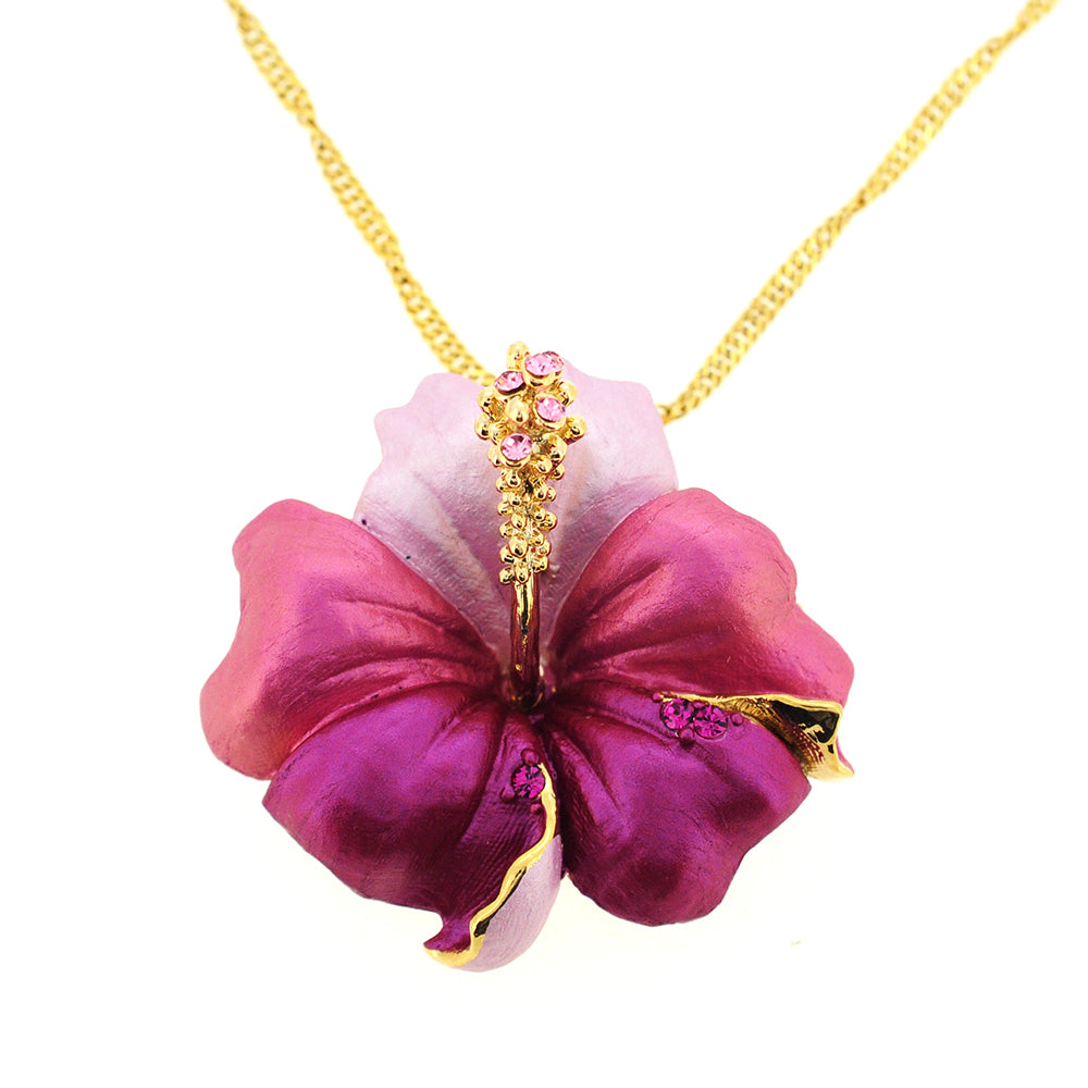 Small Multicolor Hawaiian Hibiscus Pin Swarovski Crystal Flower Pin Brooch and Pendant