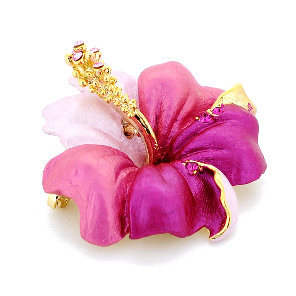 Small Multicolor Hawaiian Hibiscus Pin Swarovski Crystal Flower Pin Brooch and Pendant