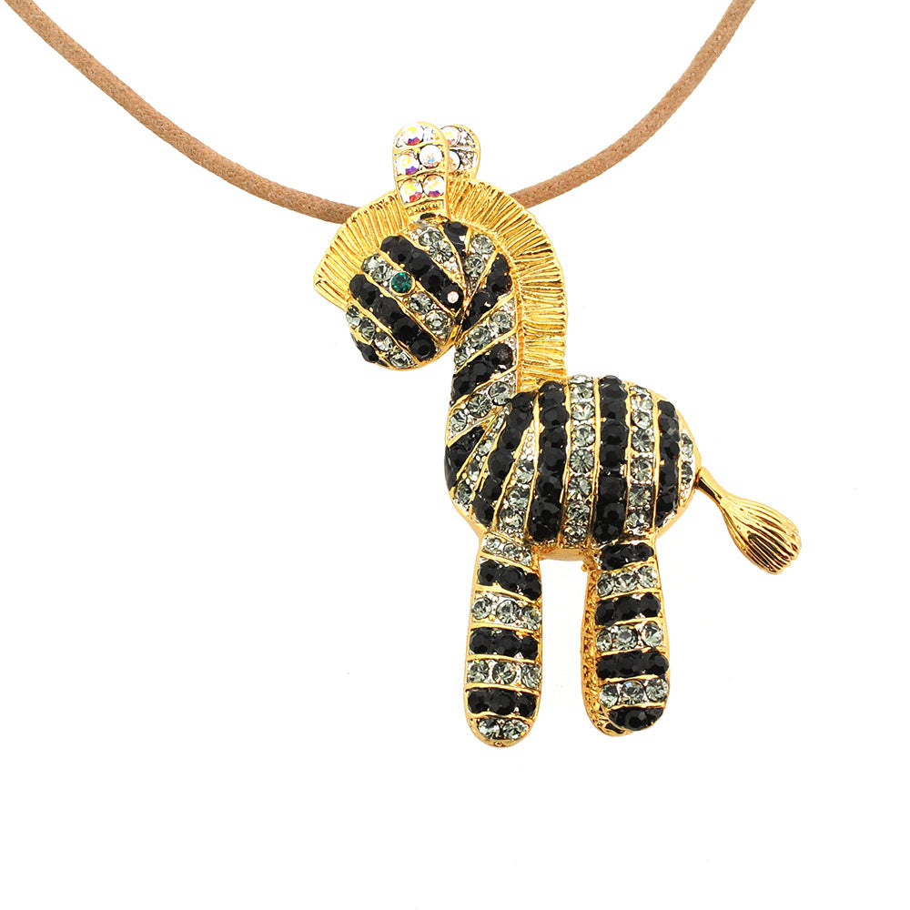 Golden Zebra Swarovski Crystal Pin Brooch