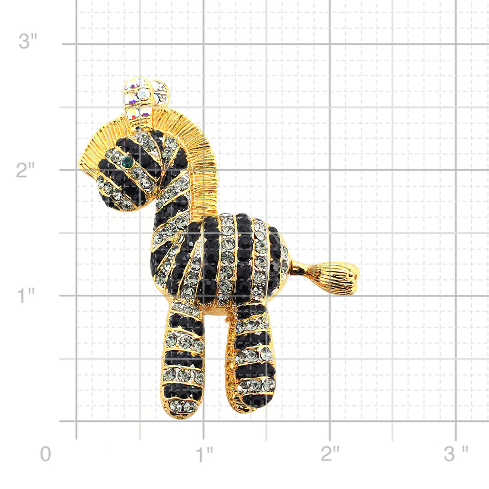 Golden Zebra Swarovski Crystal Pin Brooch