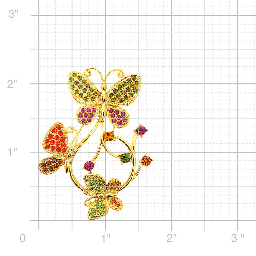 Multicolor Butterfly Family Swarovski Crystal Pin Brooch