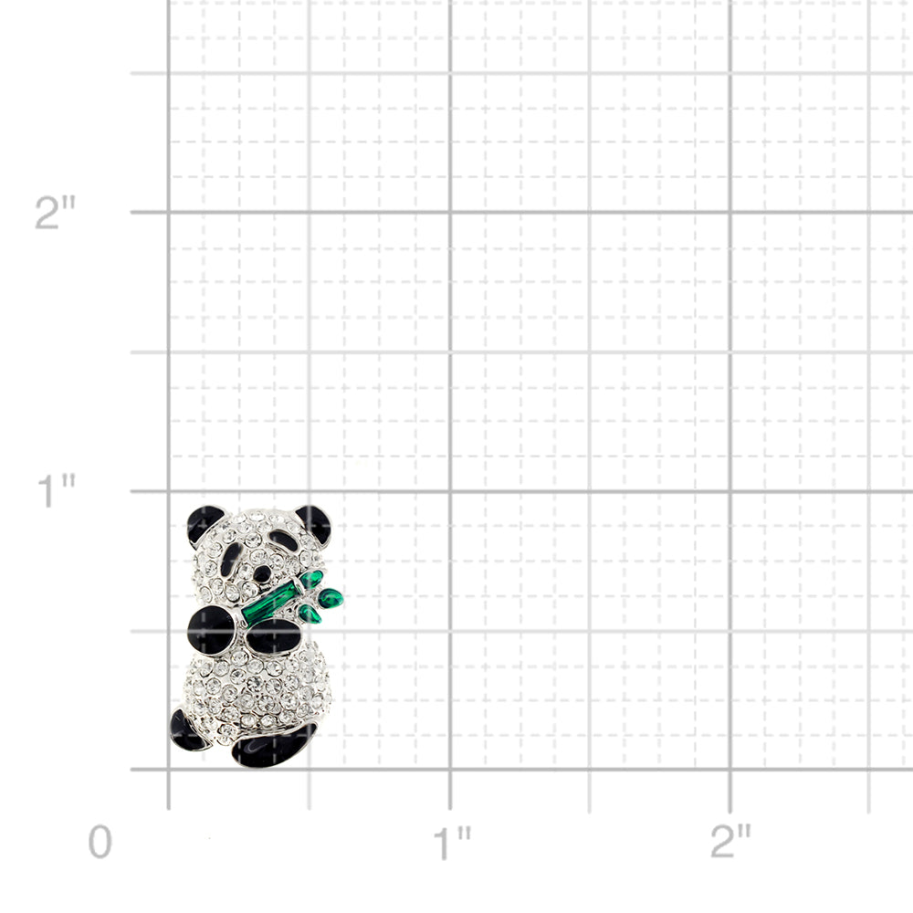 Panda With Bamboo Swarovski Crystal Pin Brooch
