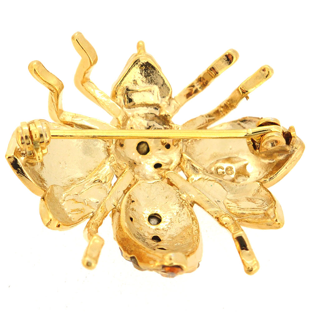 Golden Topaz Bee Bug Swarovski Crystal Pin Brooch