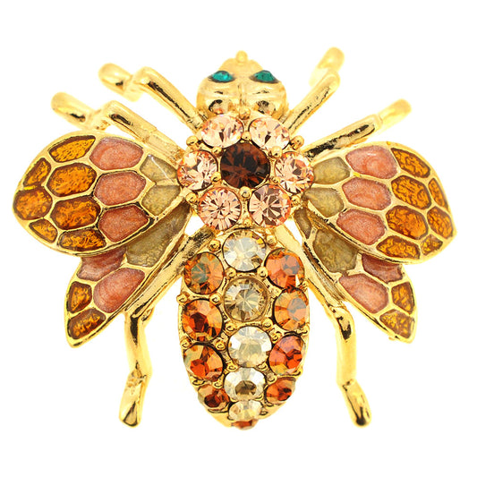 Golden Topaz Bee Bug Swarovski Crystal Pin Brooch