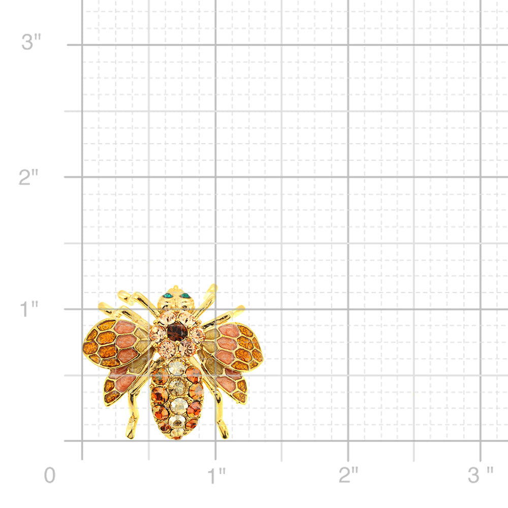 Golden Topaz Bee Bug Swarovski Crystal Pin Brooch