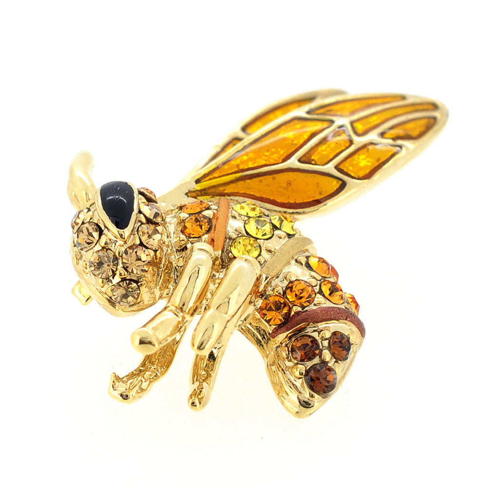 Topaz Brown Bee Swarovski Crystal Pin Brooch