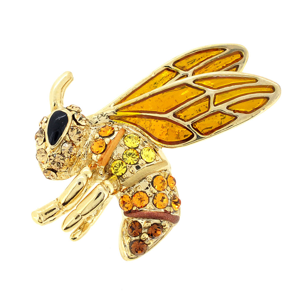 Topaz Brown Bee Swarovski Crystal Pin Brooch