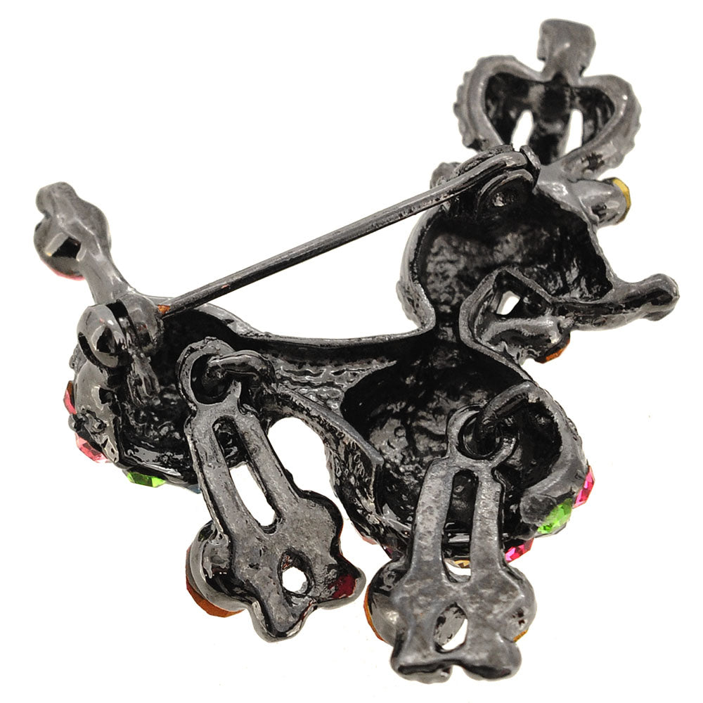 Multicolor Swarovski Crystal Black Poodle Dog Pin Brooch