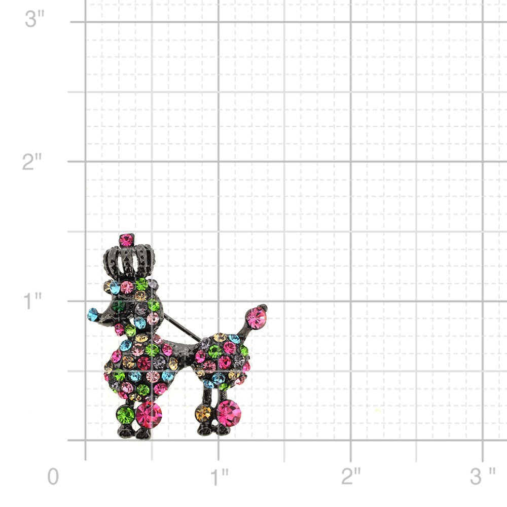 Multicolor Swarovski Crystal Black Poodle Dog Pin Brooch