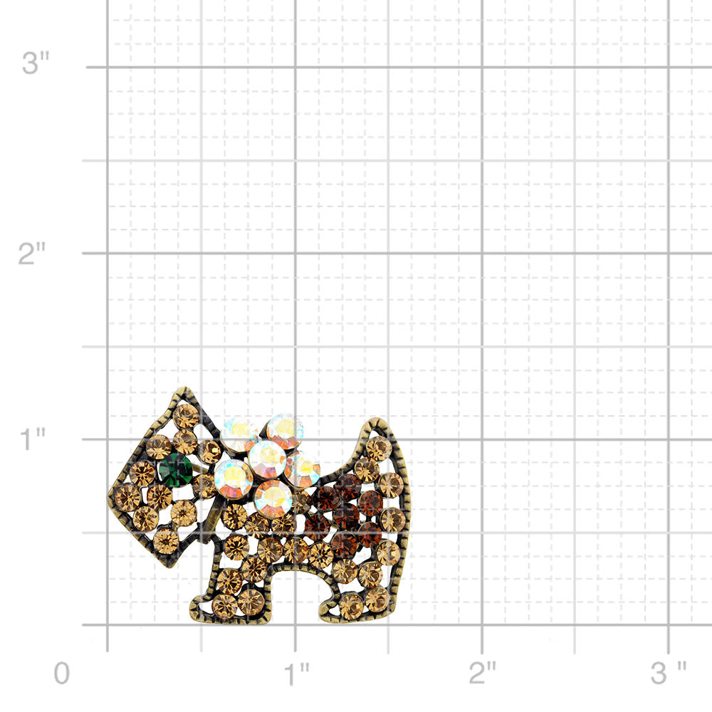 Topaz Brown Dog Crystal Pin Brooch