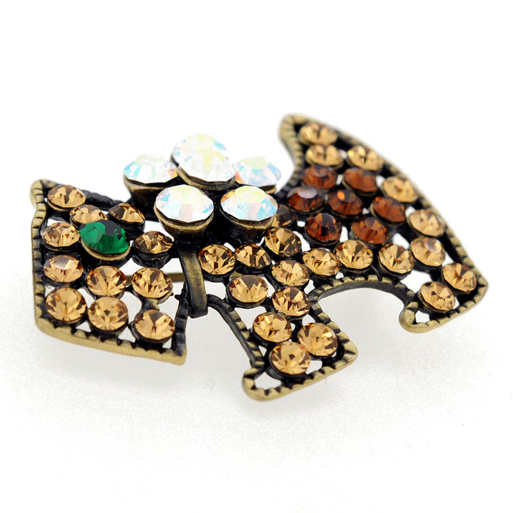 Topaz Brown Dog Crystal Pin Brooch