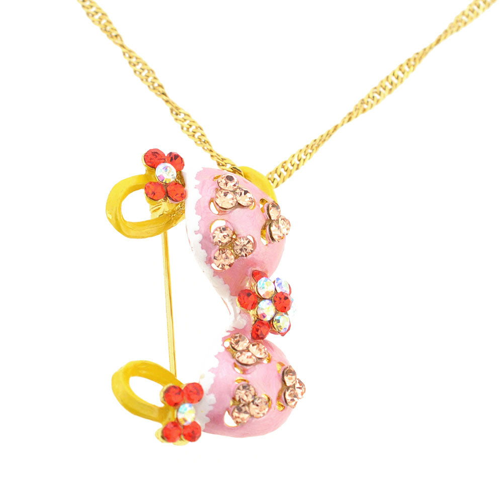 Flower Light Peach Bikini Crystal Pin Brooch And Pendant
